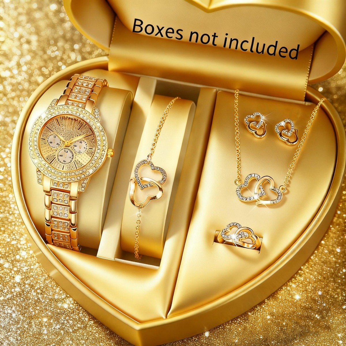 Jewelry Box Watches Bracelets - 6 قطع الفاخرة حجر الراين النساء