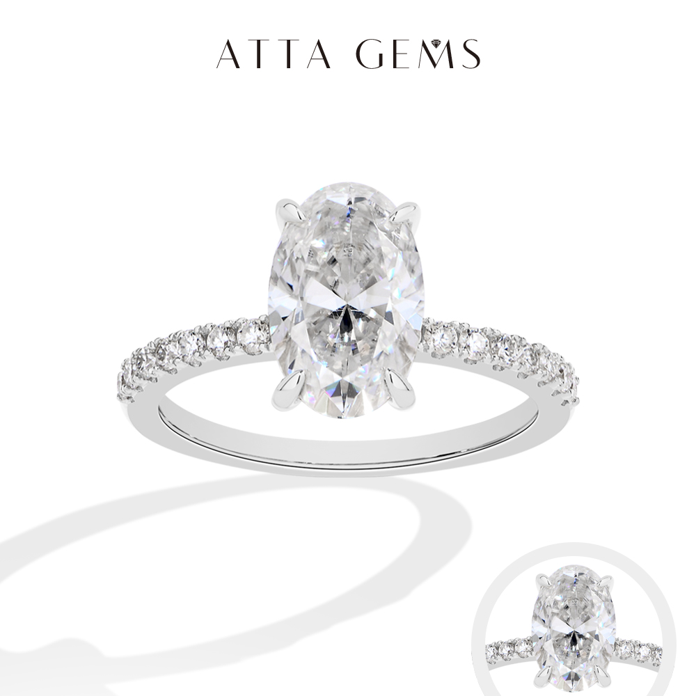 Moissanite Ring - خاتم مويسانيت بيضاوي الشكل من ATTAGEMS