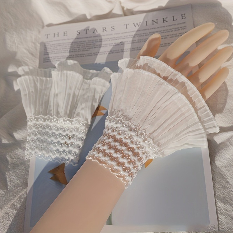 Cuff Bangle Bracelet - أساور معصم مزدوجة الكشكشة بلون واحد،