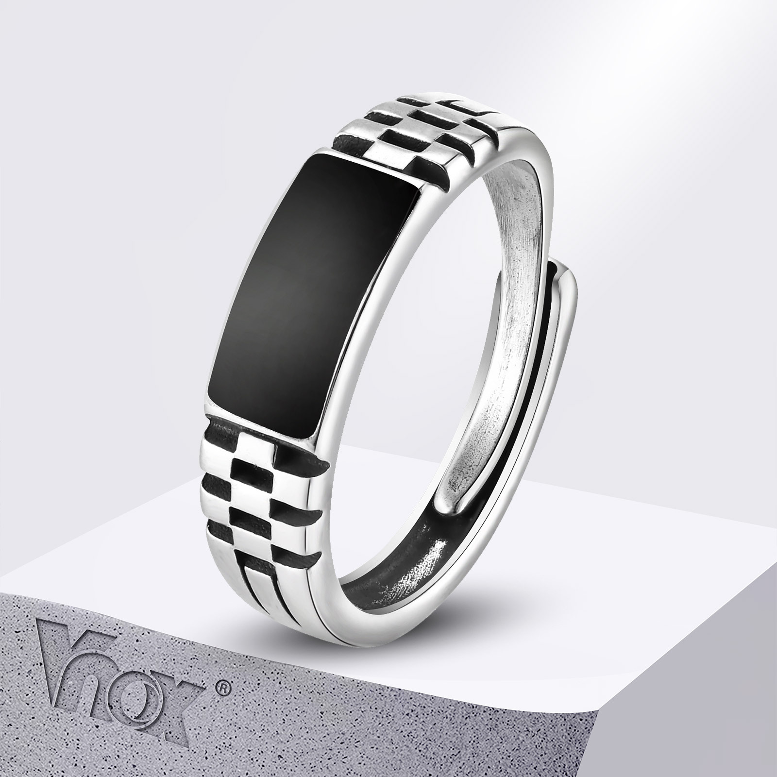 Mens Signet Ring - حلقات Vnox المفتوحة للرجال، خاتم Signet