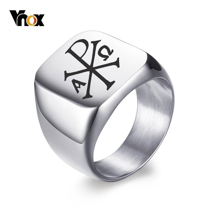 Mens Signet Ring - Vnox-خاتم ختم من الفولاذ المقاوم للصدأ