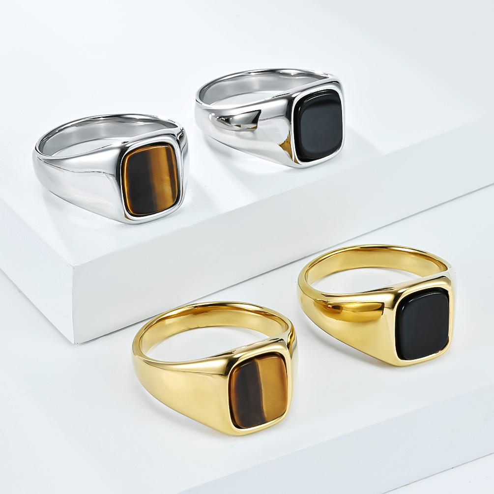 Mens Signet Ring - خاتم رجالي جديد وعصري من الفولاذ