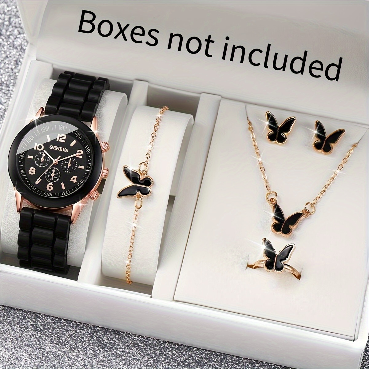 Jewelry Box Watches Bracelets - 6 قطعة/المجموعة ساعة نسائية عادية سيليكون