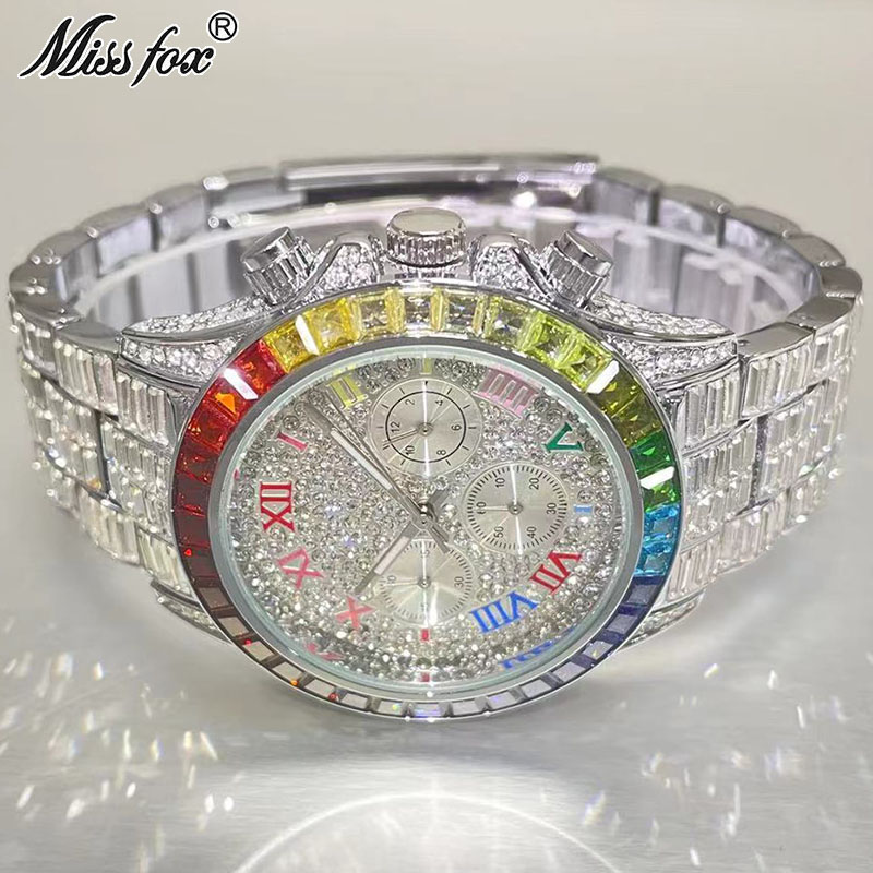 Jewelry Inspired Watches - MISSFOX الفاخرة مثلج ساعة للرجال موضة