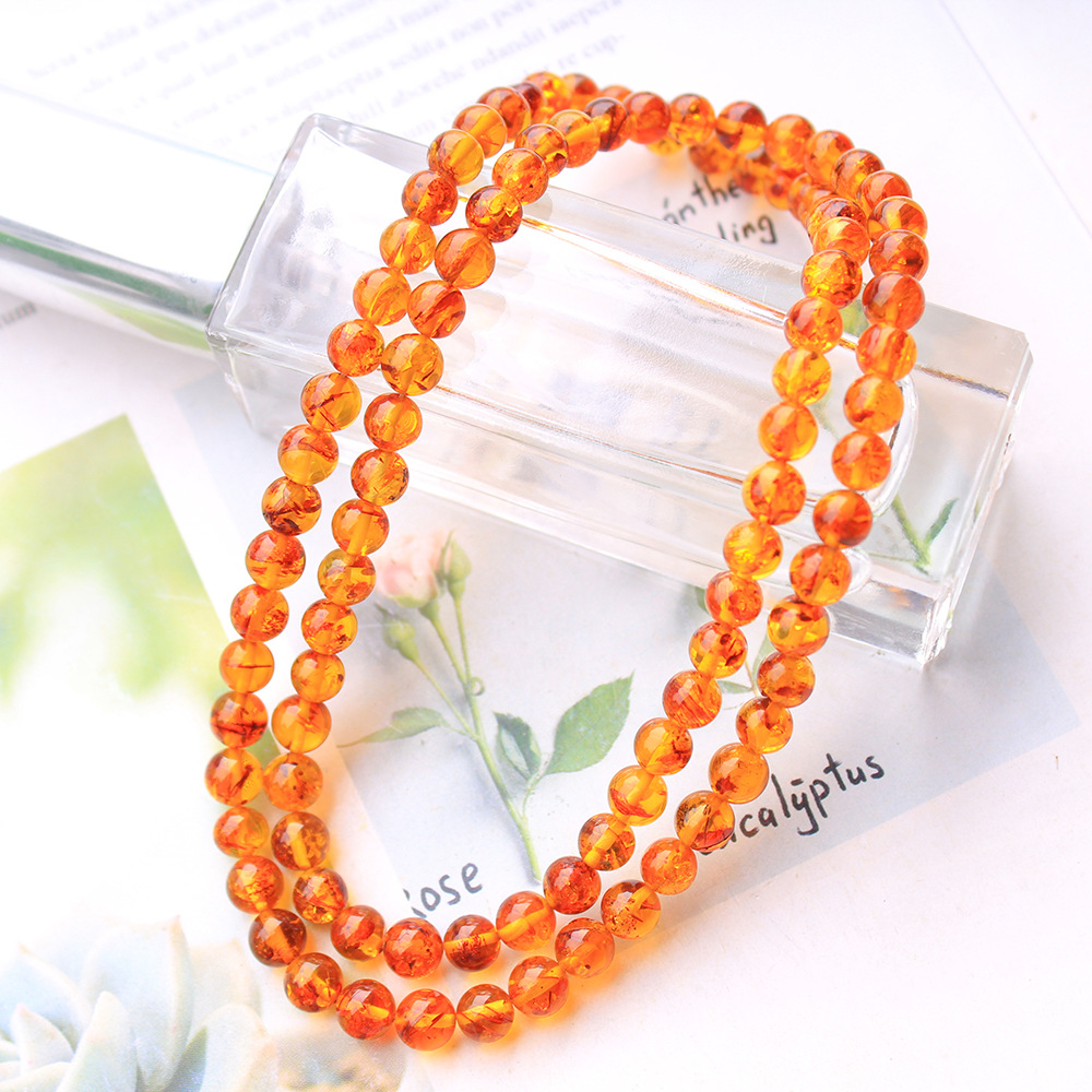 Gemstone Bracelet Healing - الطبيعية بيبالد العنبر البرتقالي 3 لفات