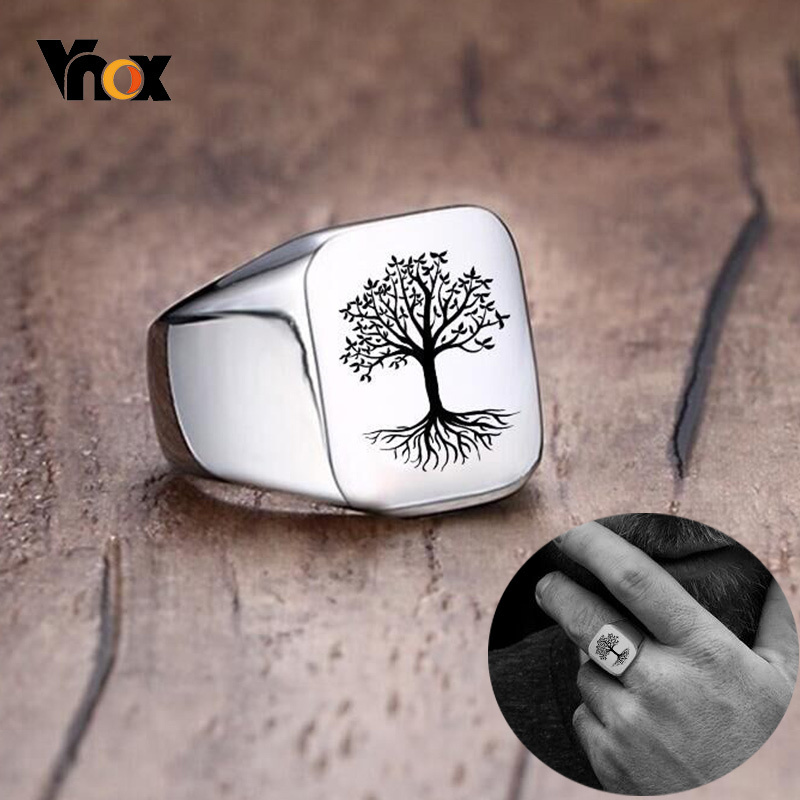 Mens Signet Ring - Vnox-خواتم رجالية مع نقش ، مجوهرات