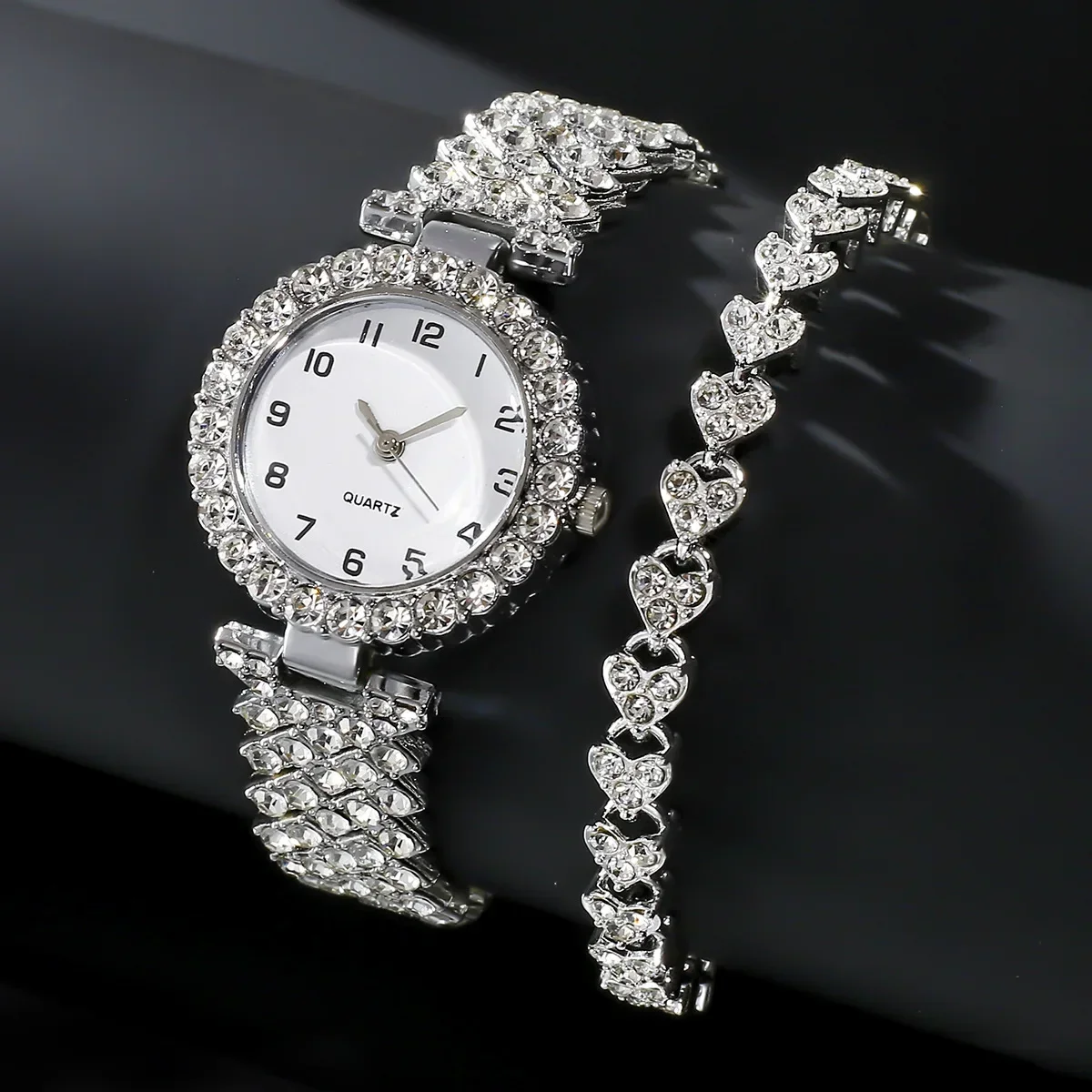 Jewels On Watches - 1 قطعة/2 قطعة مجموعة ساعات نسائية