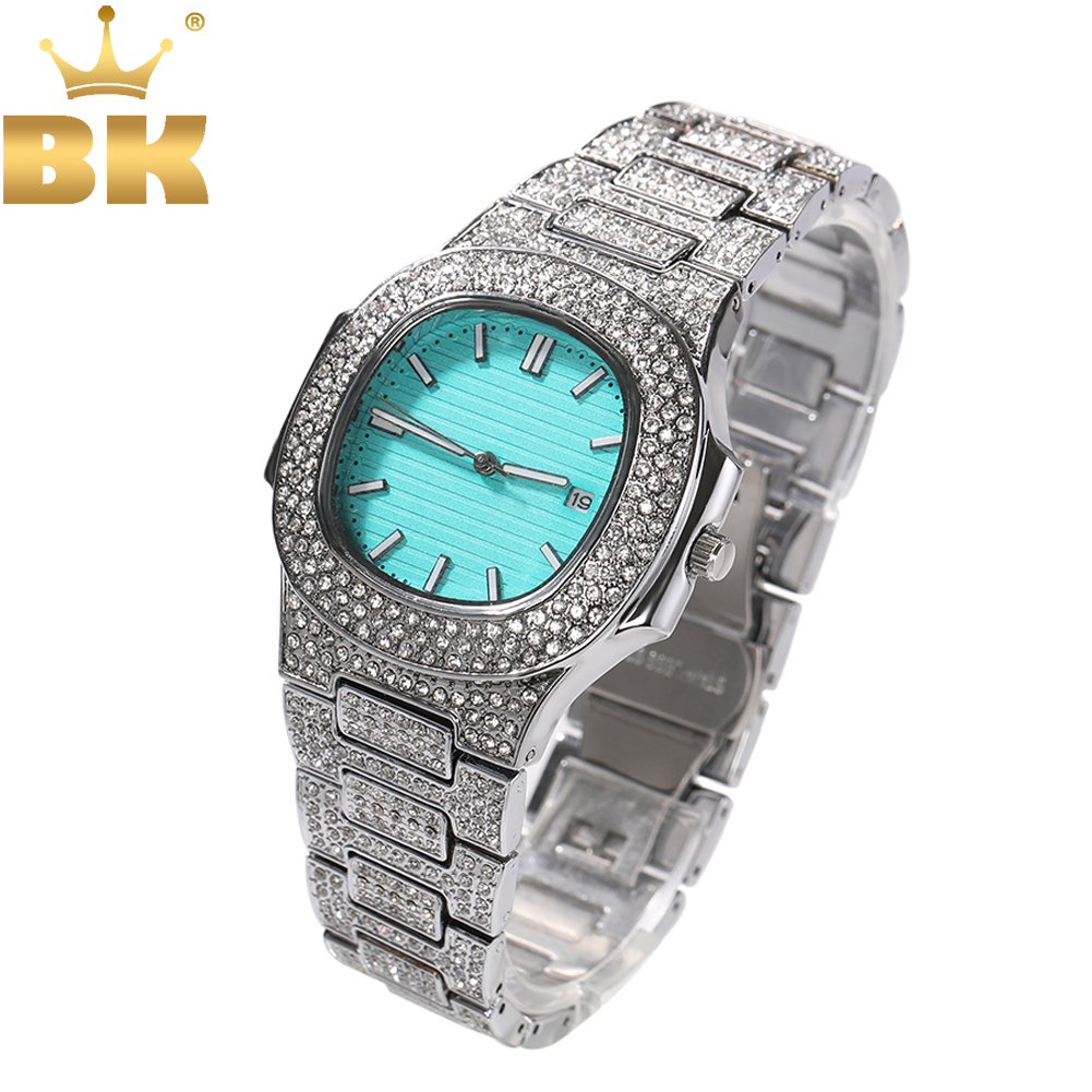 King'S Jewelry Watches - بلينغ الملك للمرأة أنيقة الأزرق مثلج