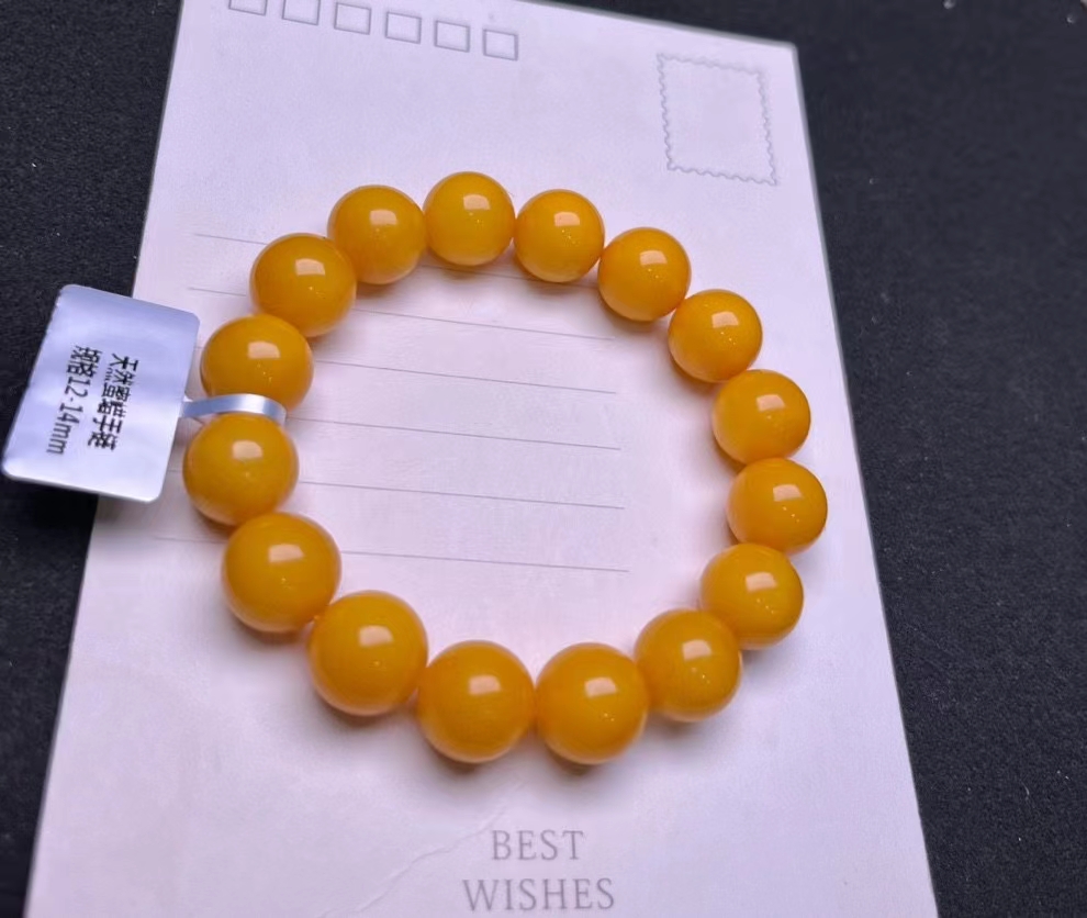 Gemstone Bracelet Healing - سوار من حجر الكهرمان الأصفر الطبيعي،
