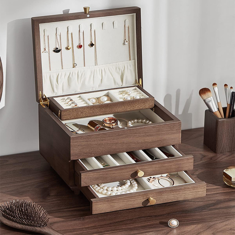 صندوق مجوهرات متعدد الطبقات، ص - مراجعة Jewelry Box Watches Bracelets وسعره