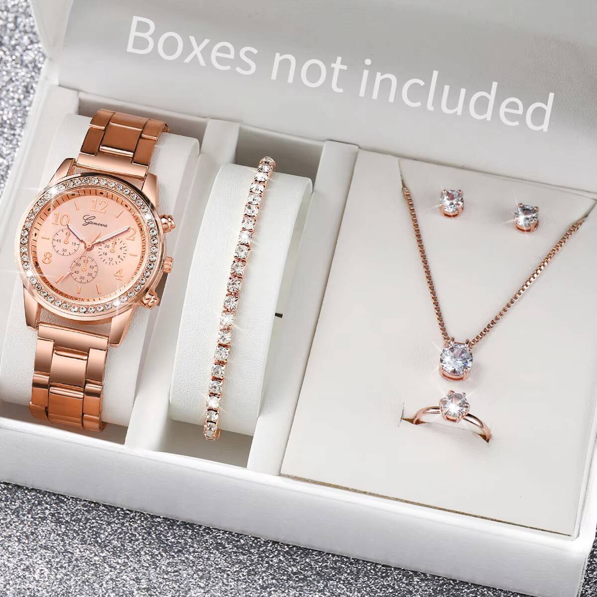 6 قطع/مجموعة ساعات نسائية أنيق - مراجعة Jewelry Box Watches Bracelets وسعره