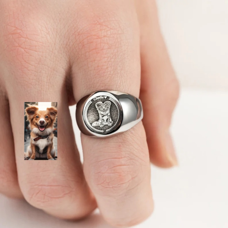 خاتم مخصص للرجال مع نقش صورة ش - مراجعة Mens Signet Ring وسعره