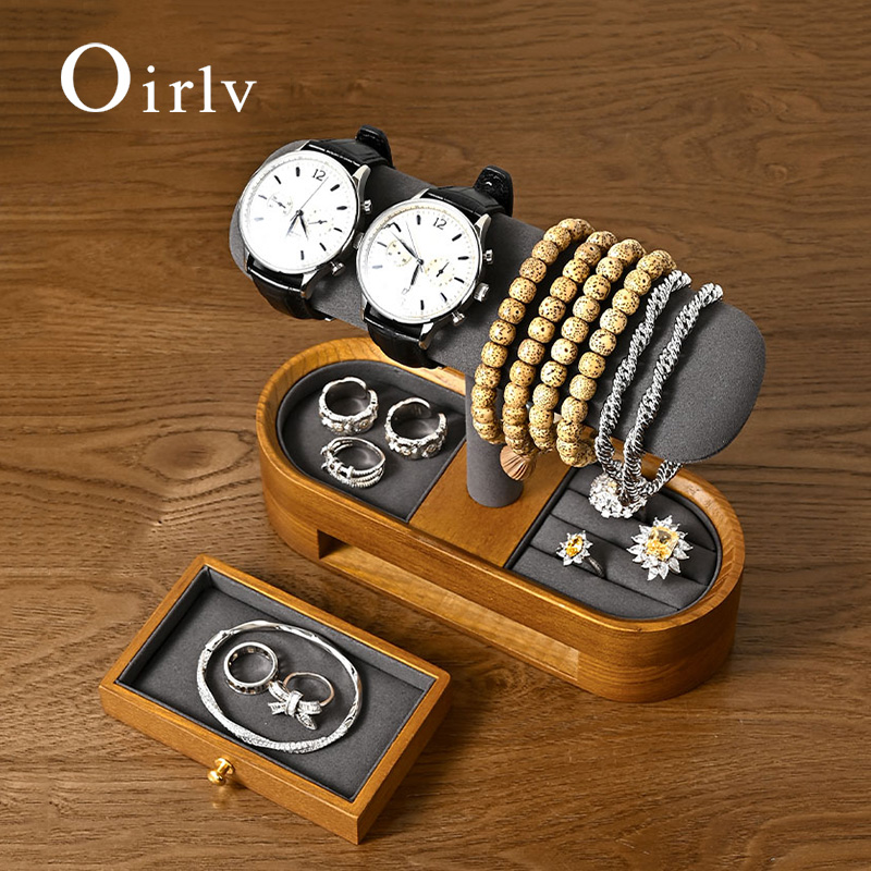 Oirlv خشب متين ساعة منظم الرف  - مراجعة Jewelry Box Watches Bracelets وسعره