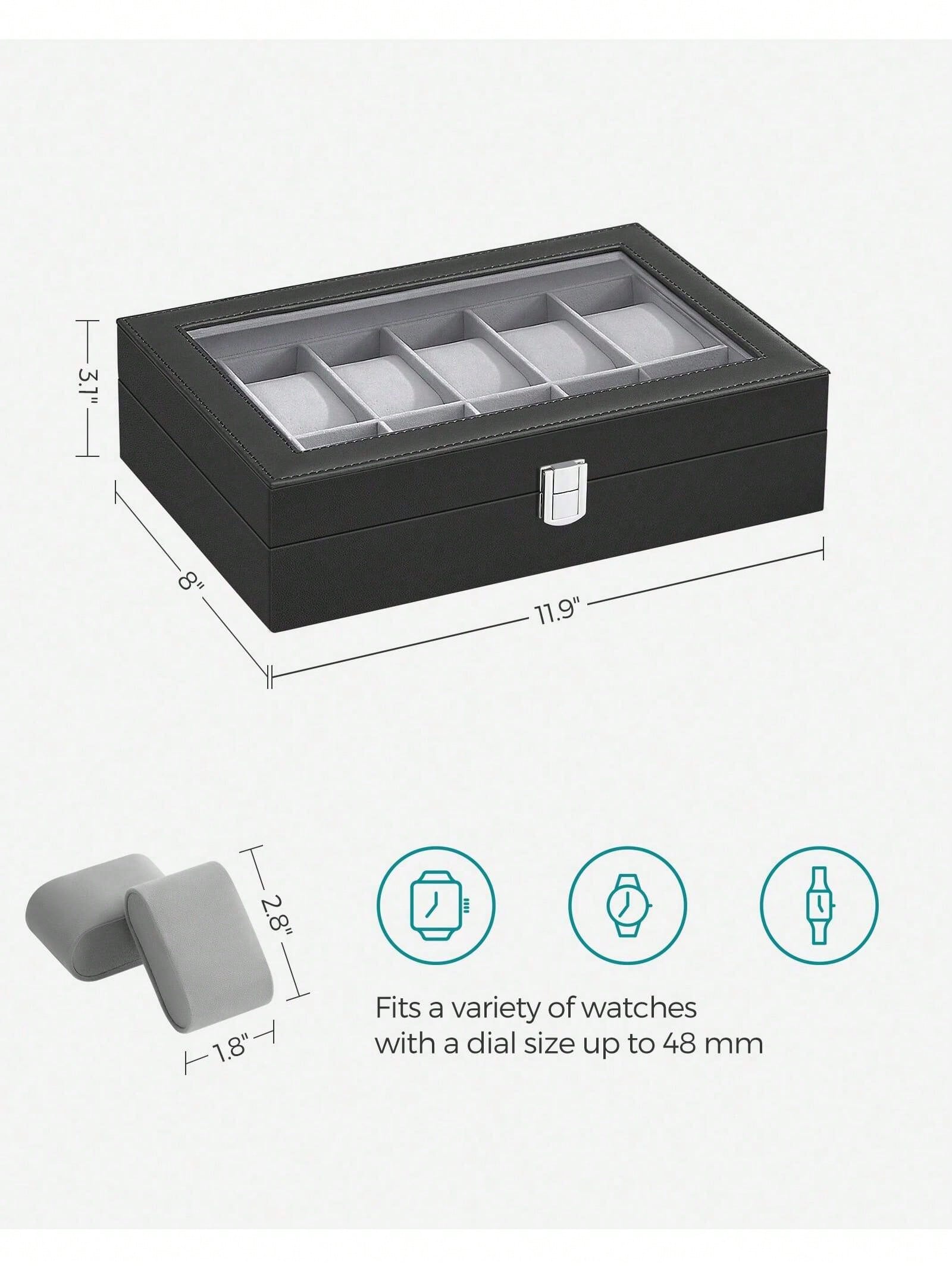 صندوق ساعات بـ 12 فتحة قابل لل - مراجعة Jewelry Box Watches Bracelets وسعره