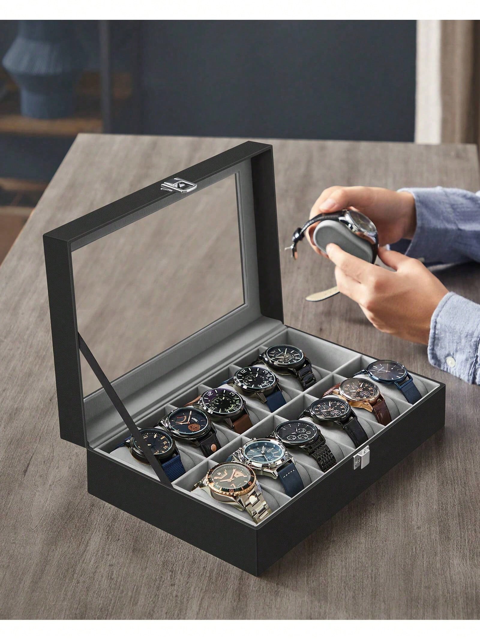 صندوق ساعات بـ 12 فتحة قابل لل - مراجعة Jewelry Box Watches Bracelets وسعره