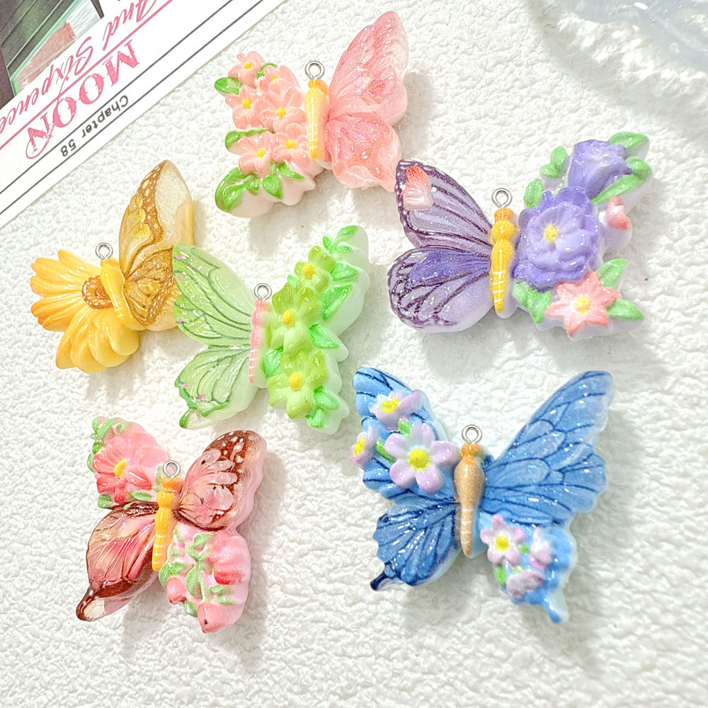 10 قطع جديد زهرة فراشة الراتنج - مراجعة Butterfly Pendant Necklace وسعره