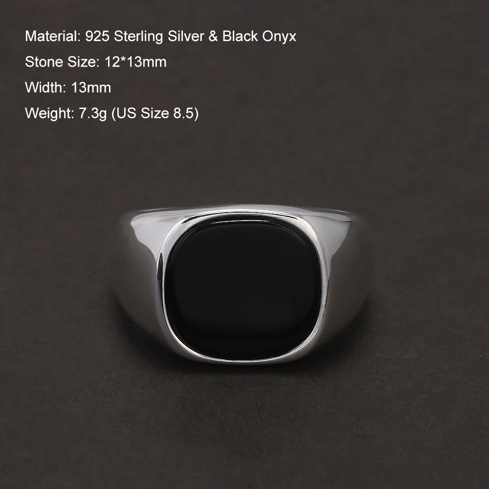 S925 فضة الأسود الجزع الخاتم ا - مراجعة Mens Signet Ring وسعره