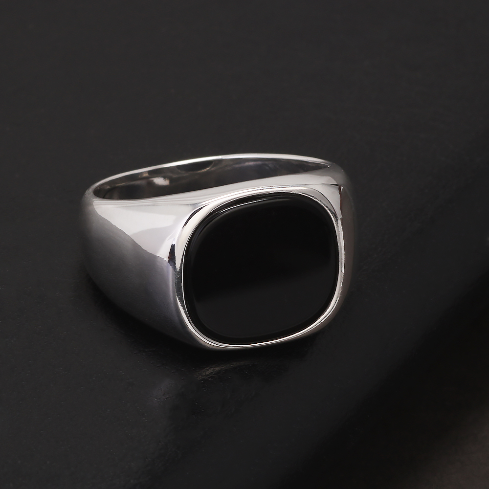 S925 فضة الأسود الجزع الخاتم ا - مراجعة Mens Signet Ring وسعره