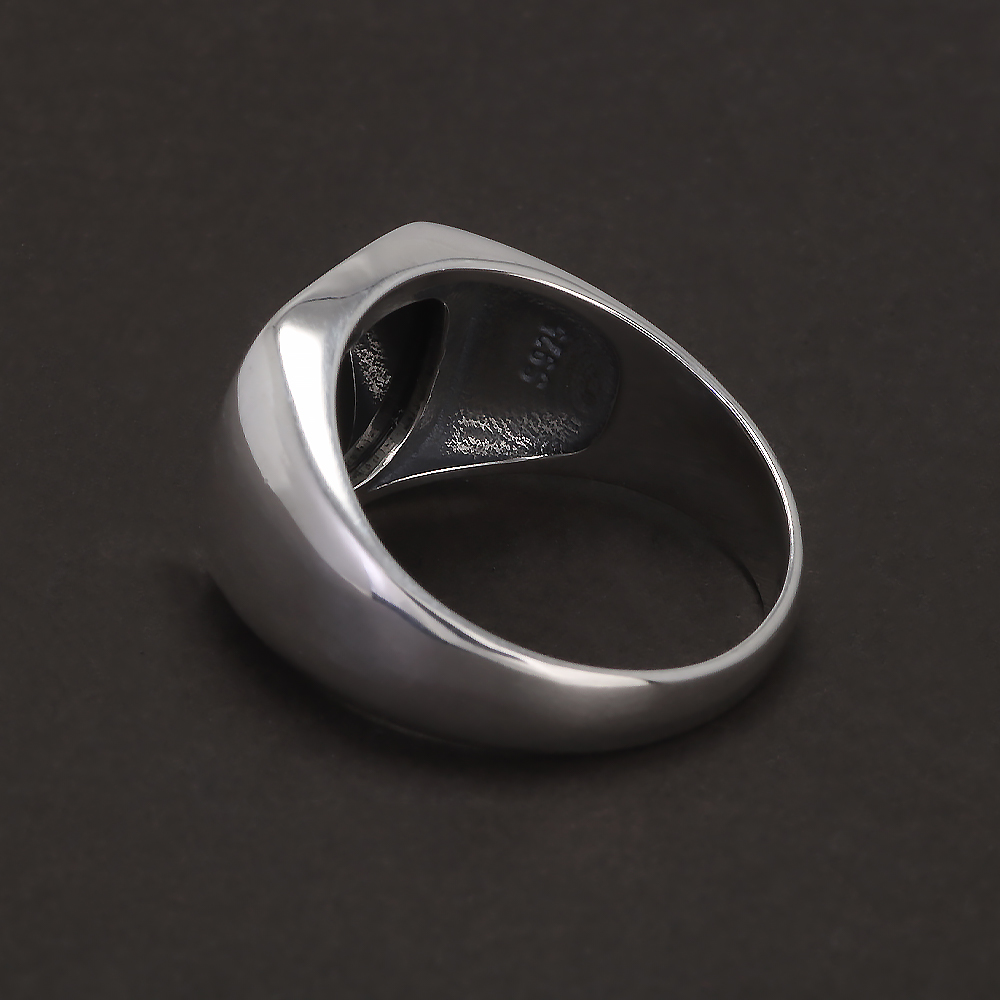 S925 فضة الأسود الجزع الخاتم ا - مراجعة Mens Signet Ring وسعره