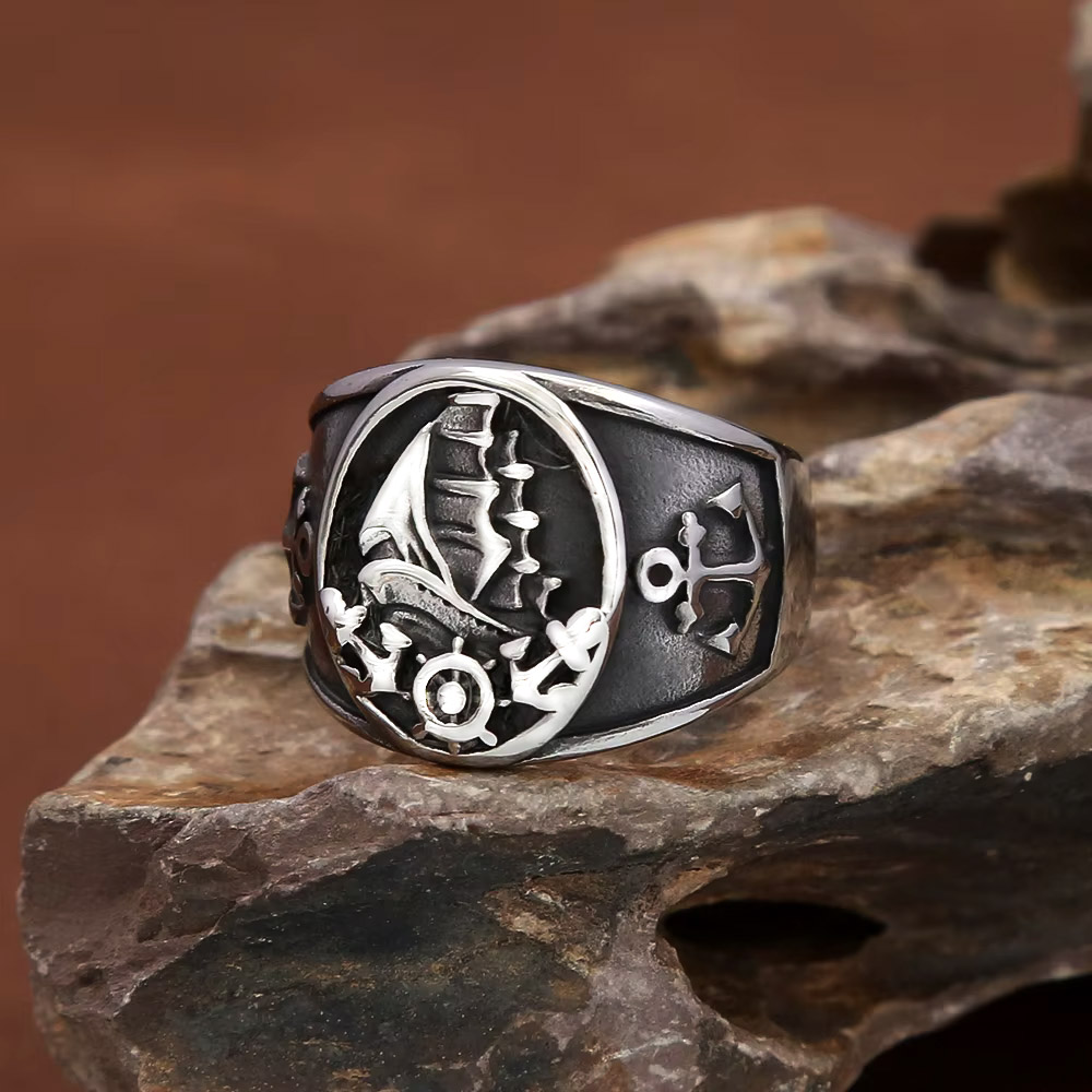 خاتم رجالي بتصميم قارب شراعي ن - مراجعة Mens Signet Ring وسعره