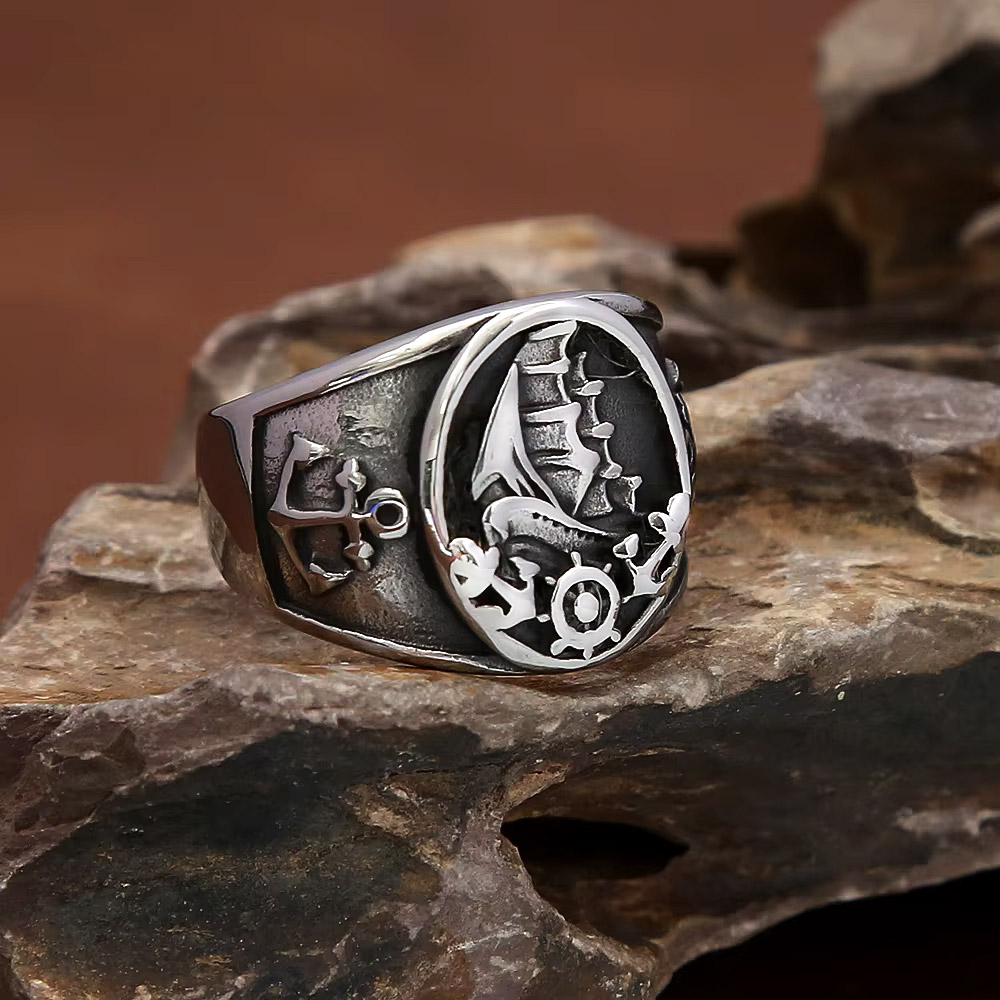 خاتم رجالي بتصميم قارب شراعي ن - مراجعة Mens Signet Ring وسعره