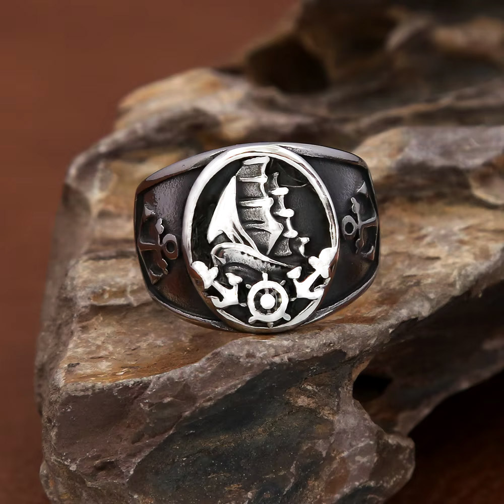 خاتم رجالي بتصميم قارب شراعي ن - مراجعة Mens Signet Ring وسعره