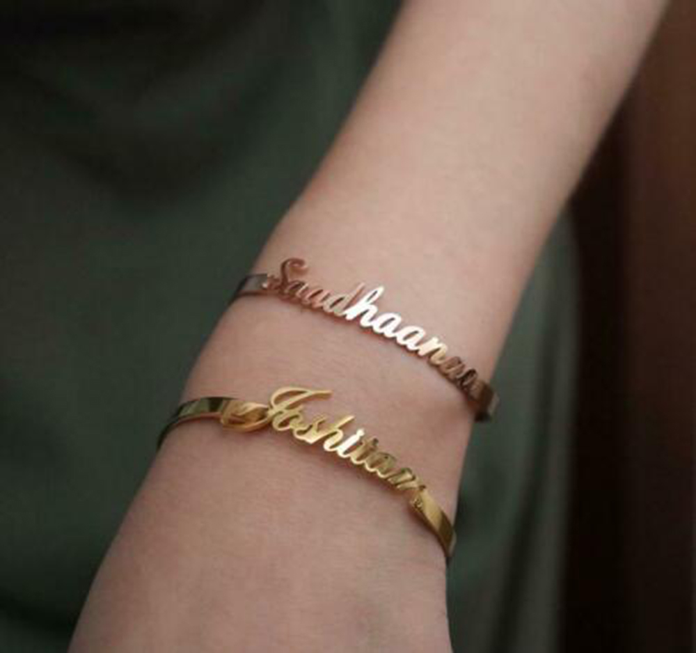 شخصية مخصصة اسم الكفة الأساور  - مراجعة Cuff Bangle Bracelet وسعره
