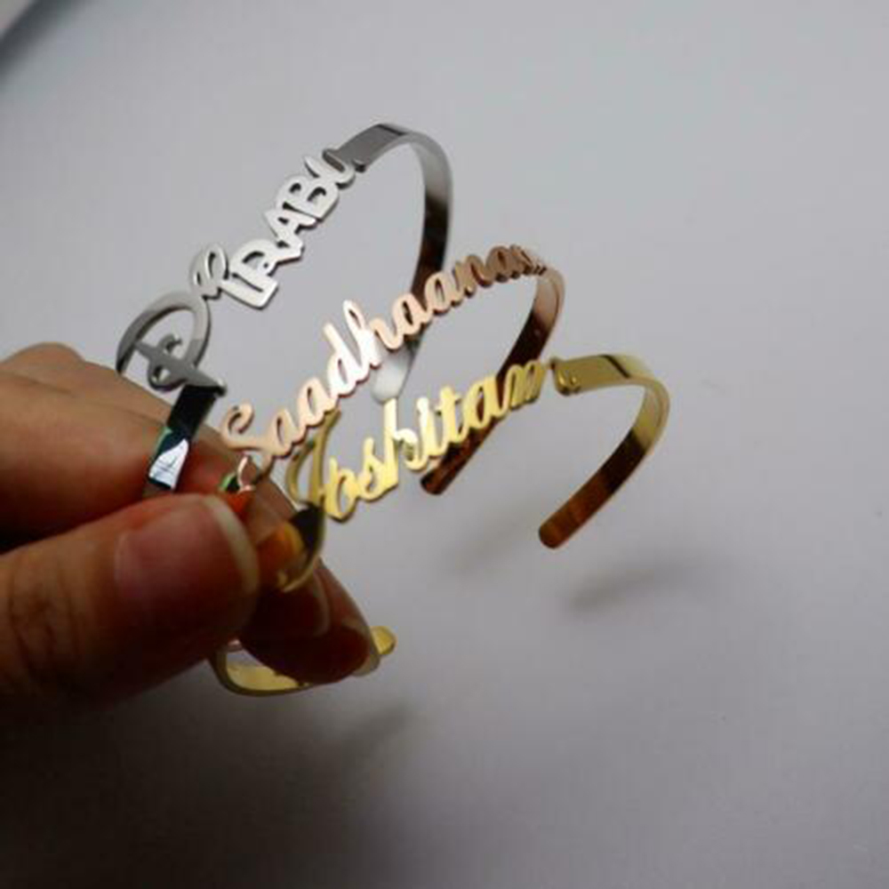 شخصية مخصصة اسم الكفة الأساور  - مراجعة Cuff Bangle Bracelet وسعره