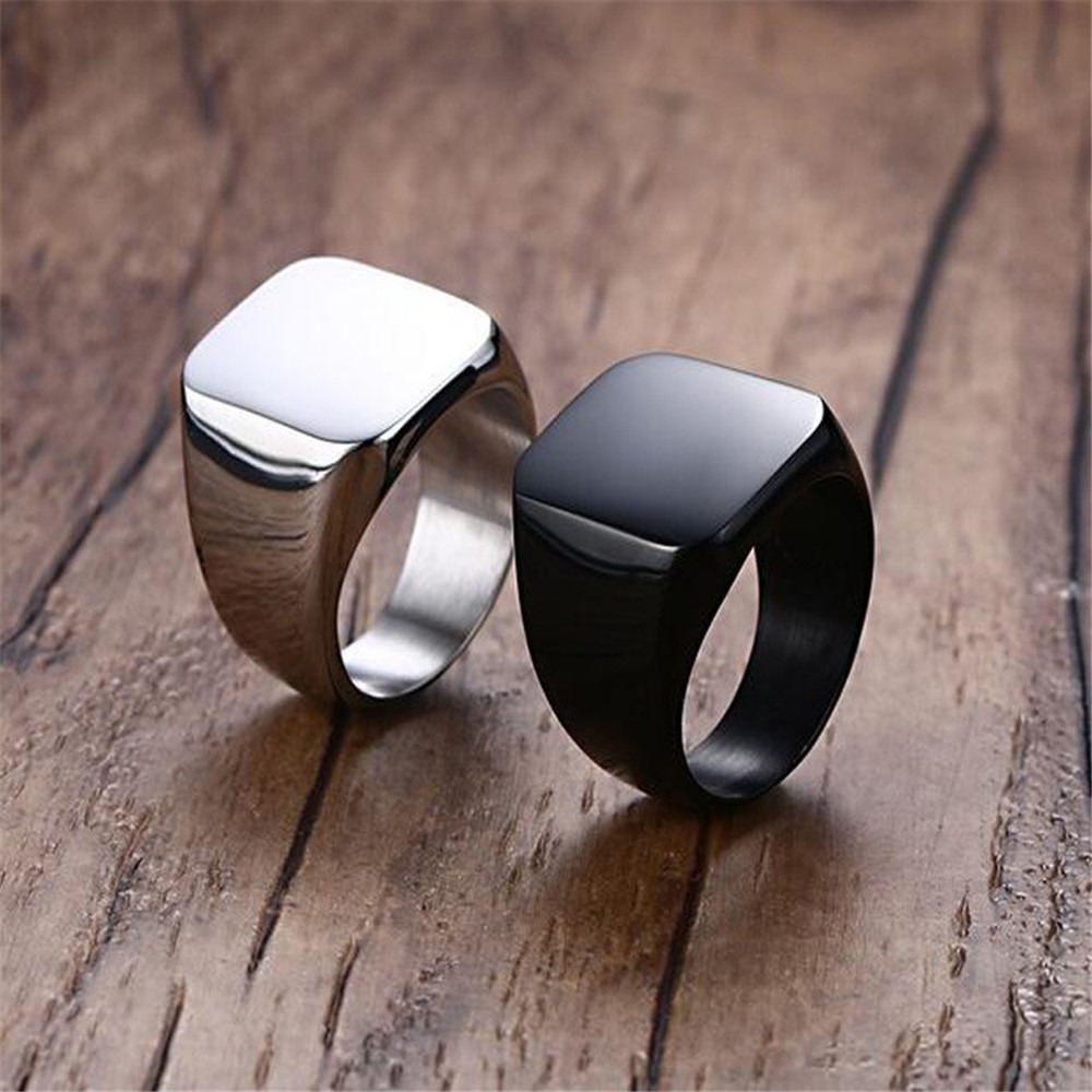 خواتم سوداء ناعمة من الفولاذ ا - مراجعة Mens Signet Ring وسعره